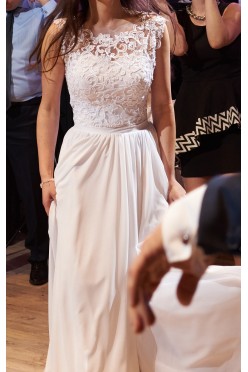 Suknia ślubna, biała, długa, koronkowa, 34-36