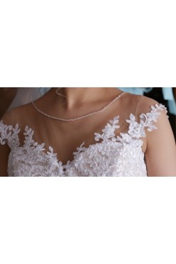 suknia ślubna nuda/biel koronka