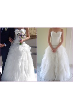 SUKNIA ŚLUBNA  GORSET  Z PIÓRAMI ROZ. 34/ 36/ 38