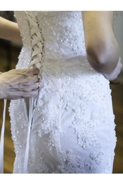 Suknia ślubna syrena z trenem + welon + bolerko