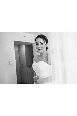 Piękna suknia ślubna, litera A, kamienie, Duber, dodatki!