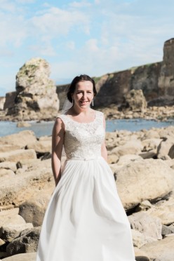 Romantyczna zwiewna suknia ślubna ecru