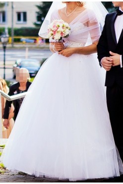 Suknia ślubna, BIAŁA + welon + etola, 34/36, 2016r