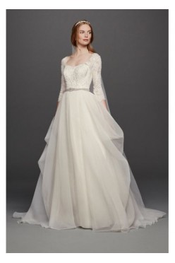 Suknia ślubna Oleg Cassini Organza 3/4 Sleeved Wedding Dress