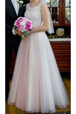 Suknia pudrowy róż 36-38