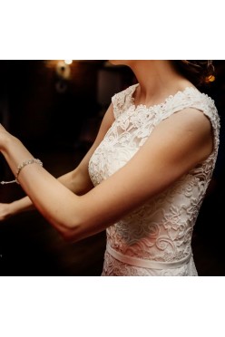 Suknia ślubna Agnes-The One, r. 36, muślin, k. śmietanka