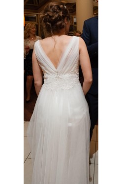 Suknia ślubna ecru salon Margarett rozmiar 36-38