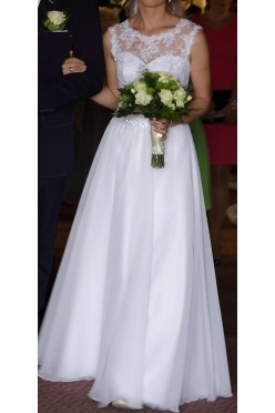 MUŚLINOWA SUKIENKA ŚLUBNA ROZM. 36