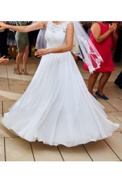 Suknia ślubna Biały muślin z gipiurą