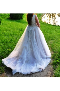 Suknia ślubna, pudrowy róż, koronka rozm. 38-40