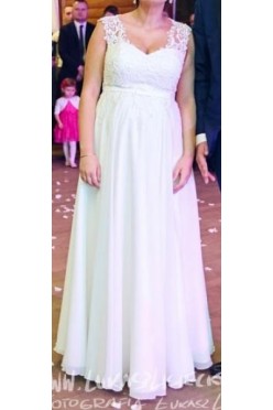 Suknia ślubna śmietanka/ivory, muślin, rozm.38