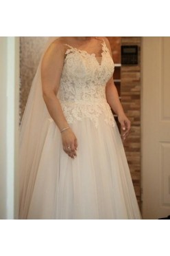 suknia ślubna w odcieniach beżu/różu rozmiar 40/42