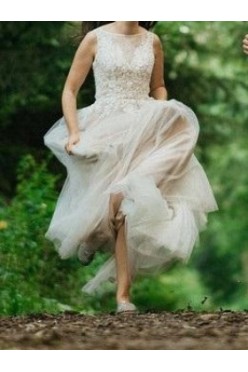Wyjątkowa suknia ślubna Sincerity 3945 - nude | vintage