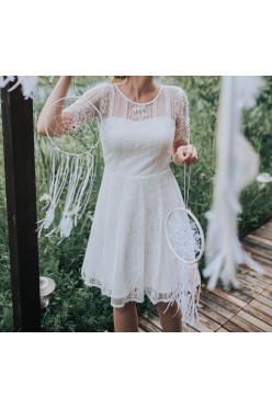 Krótka rustykalna, boho sukienka ślubna 36 (S)