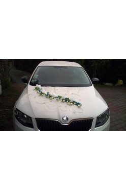 Dekoracja ślubna na samochód, ester - kremowa/ecru/biała
