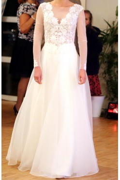 Suknia ślubna Alika, koronka, szyfon