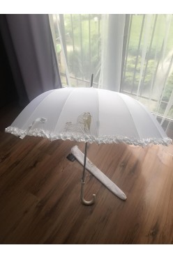 NOWY biały, bardzo duży parasol ślubny - 140cm