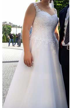 Suknia ślubna + welon, rozmiar 42, kolor: biały