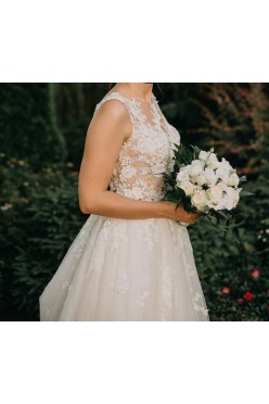 Suknia ślubna Pronovias Ofelia gipura koronka tiul