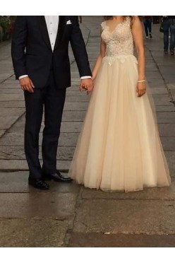 Brzoskwiniowa suknia ślubna Hadassa Trinity rozmiar 36