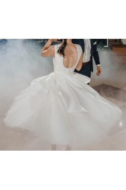 Suknia ślubna, ecru, długość 7/8