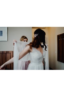 Suknia Ślubna - koronka + muślin