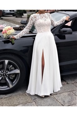 Suknia Ślubna gipiura muślin wycięte plecy rozcięcie