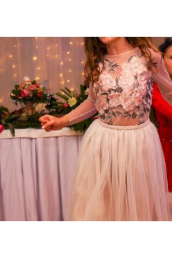 Sukienka XS 34 długa z rękawem.Poprawiny,świadkowa,ślub