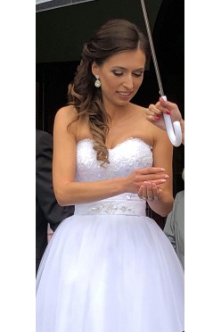 Sukienka ślubna r.34-36. Długość tea length. Okazja!