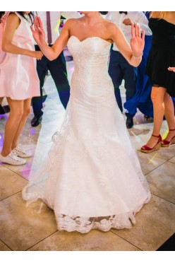 Suknia ślubna rybka z trenem S/małe M