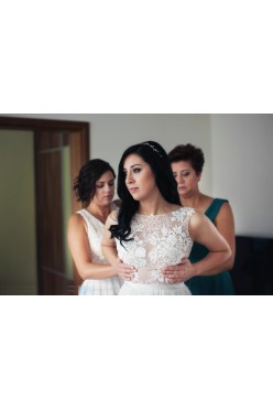 Suknia muślinowo koronkowa DIANA - AMANDA