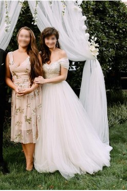 Suknia JUSTIN ALEKSANDER 8724, rozmiar:34, kolor:pearl/ivory