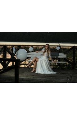 Rustykalna zwiewna suknia ślubna