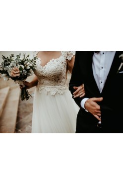 Suknia ślubna koronka tiul ecru Papilio 42/44