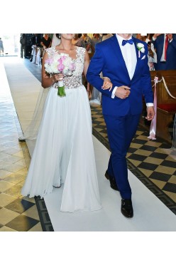 Suknia ślubna r.36 koronkowa, muślinowa, śmietankowa