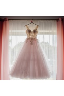 Suknia ślubna princeska pudrowy róż