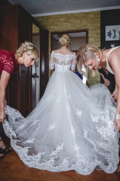 Suknia ślubna + tren r. 34/36