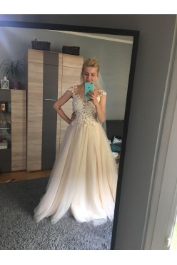 SSuknia ślubna Papilio 1746 brzoskwiniowa rustykalna S