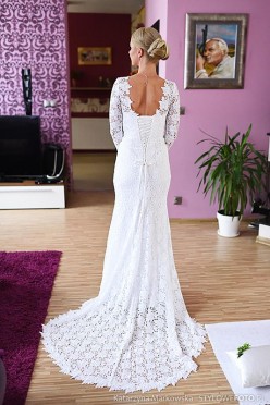 Suknia ślubna z włoskiej gipiury rozmiar 36/38