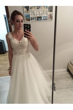 Przepiękna suknia ślubna koronka tiul 34 164cm + 8cm obcas