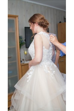 Suknia ślubna 40-42 brzoskwinia