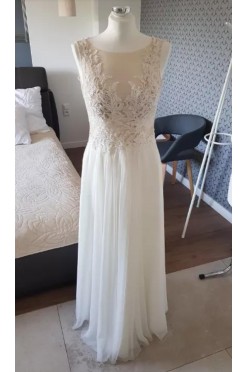 Suknia ślubna ivory ecru lekka zwiewna Boho muślin satyna