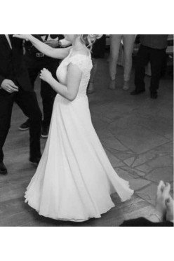 Suknia Ślubna r. 38, 160 cm, litera A, koronka i muślin