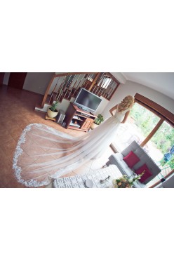 Suknia ślubna ecru/pudrowy róż