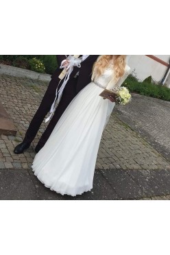 Delikatna muslinowa suknia ślubna GRATIS koło welon i wianek