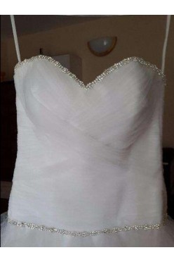 biała suknia ślubna cyrkonie swarovski 36 38 falbany