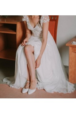 Romantyczna suknia ślubna ivory z jedwabiu