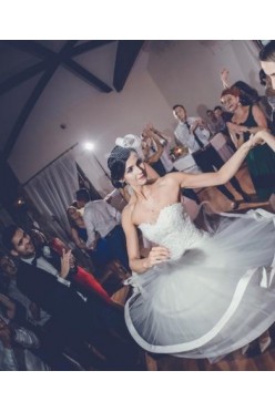 Suknia ślubna retro lata 60 długość 3/4