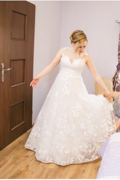 Suknia ślubna w kształcie A, cappuccino,ivory