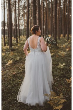 Suknia ślubna ecru tiul 46 xxl